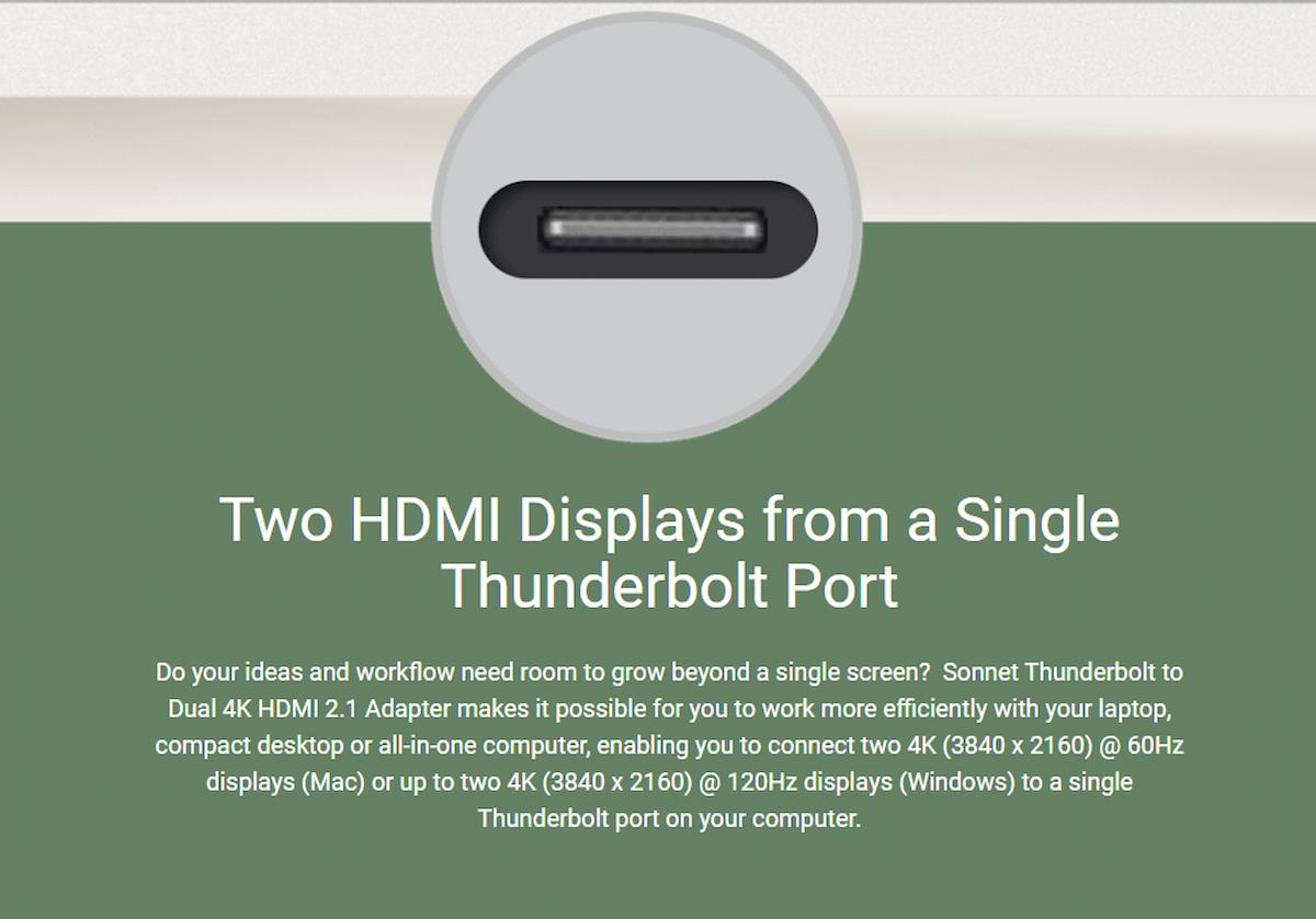 Sonnet Thunderbolt 3 Dual 4K HDMI 2.1 Adapter Sonnet Thunderbolt 3 Dual 4K HDMI 2.1 Adapter